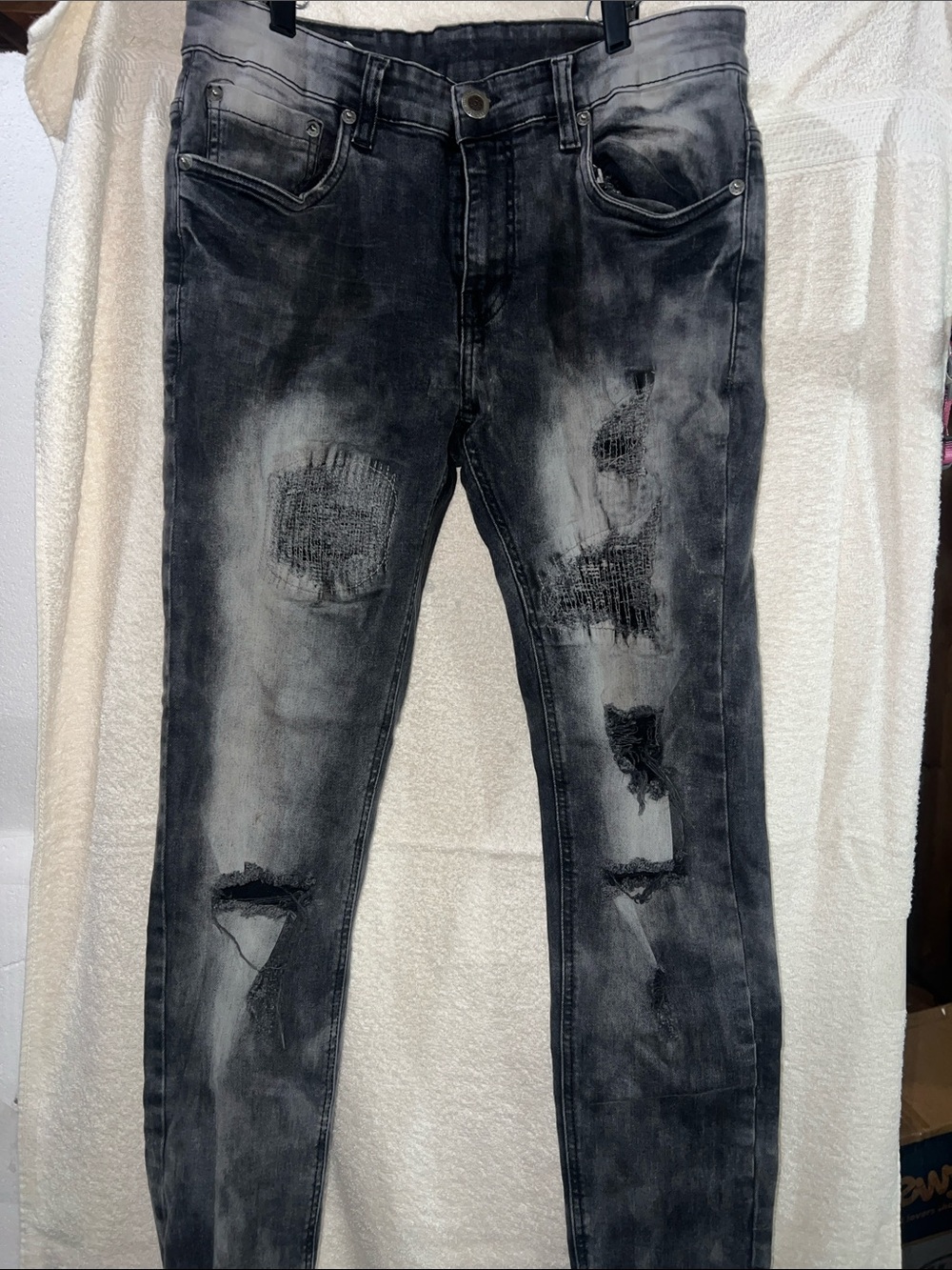 Copper Rivet Gray Rip & Repair Jeans